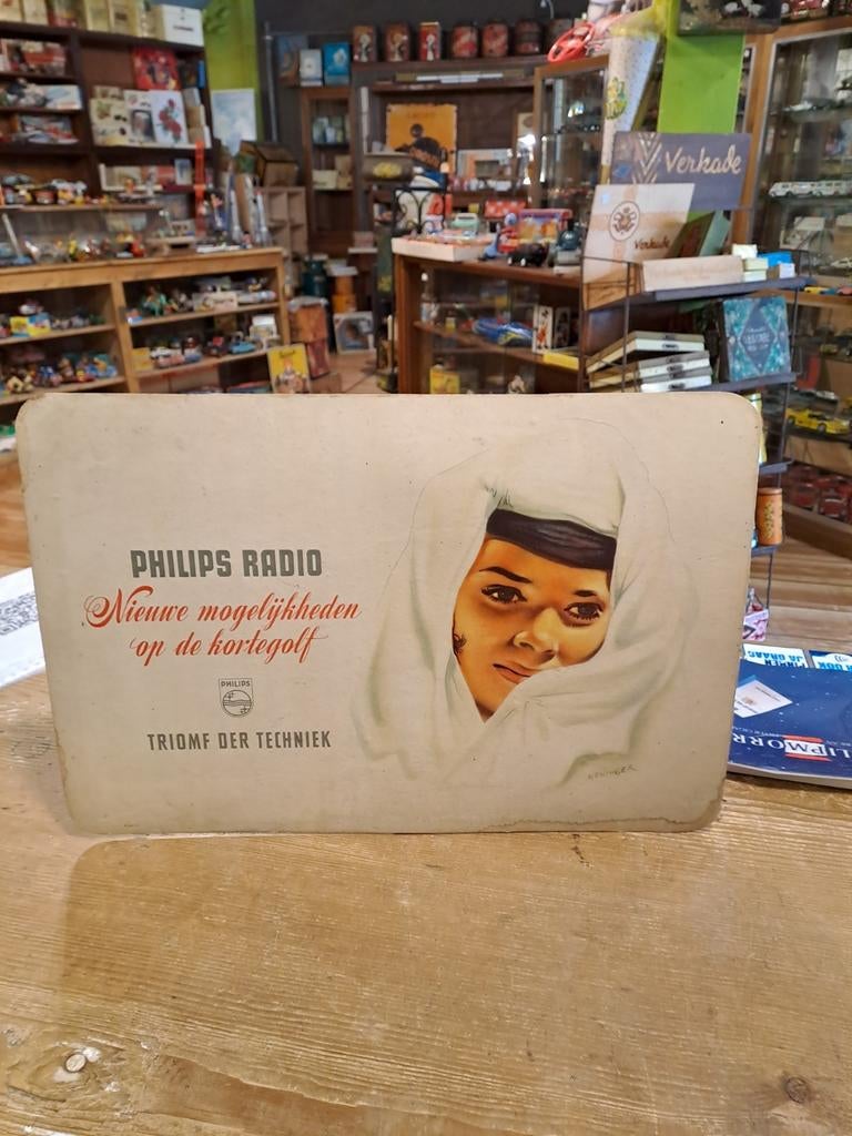 4 verschillende zeldzame Philips displays toonbank reclame, Ophalen of Verzenden, Gebruikt, Reclamebord