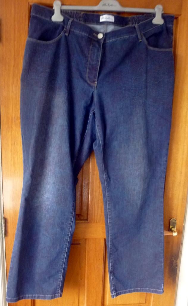 spijkerbroek - z.g.a.n. - Ulla pop - gemeleerd - 3 - maat 52, Kleding | Dames, Grote Maten, Blauw, Ulla Popken, Ophalen of Verzenden