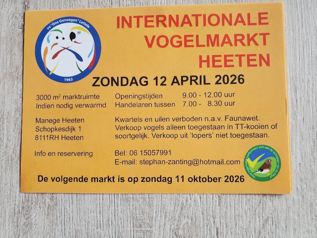 Vogelmarkt Heeten gaat WEL door!, Meerdere dieren, Tropenvogel