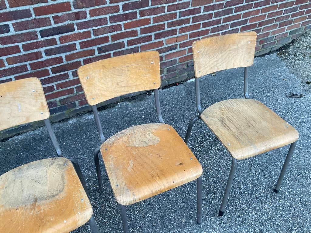 5 oude schoolstoelen vintage stapelstoelen, Ophalen of Verzenden