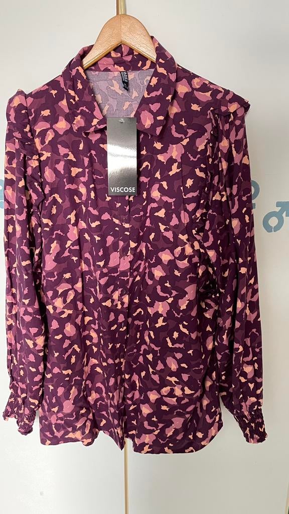 Nieuw maat 42 vrolijke lente blouse paars met roze, Ophalen of Verzenden, Nieuw, Maat 42/44 (L), Paars