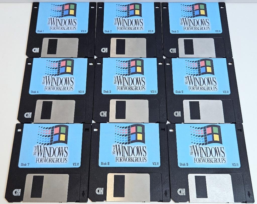 Microsoft Windows 3.11 For Workgroups DOS Retro PC Diskettes, Computers en Software, Vintage Computers, Verzenden, Nvt, Vintage computer