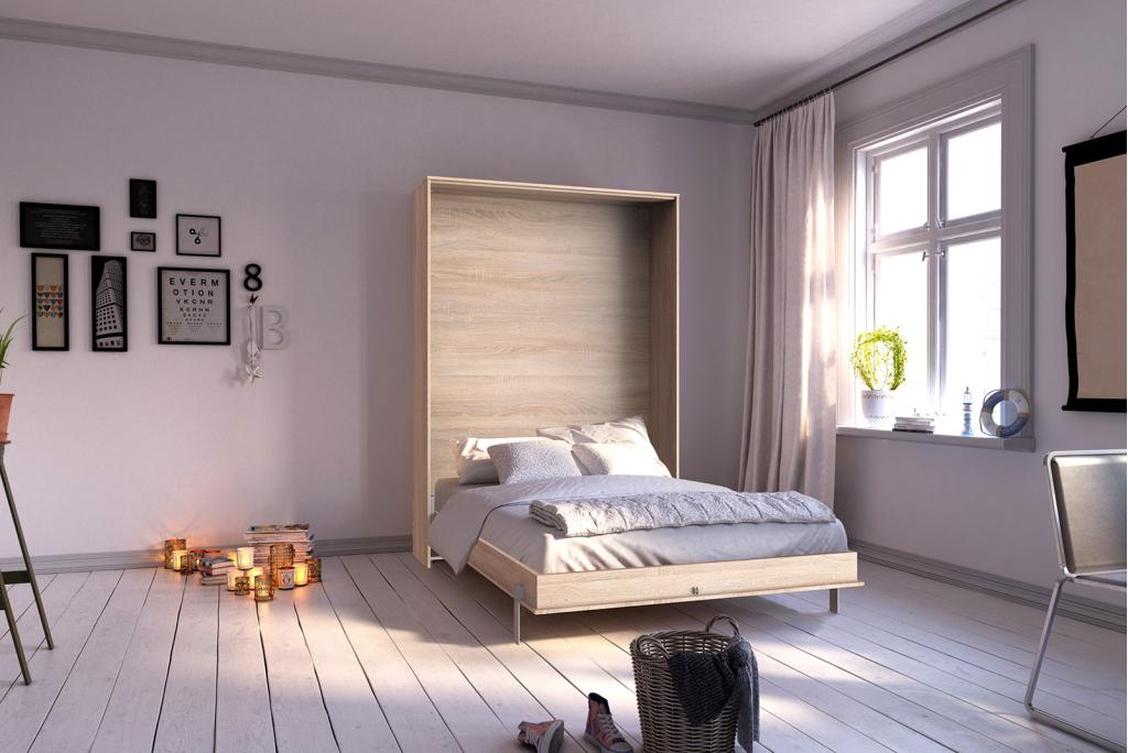 Juist opklapbed verticaal - 140x200 - Eikenkleur, Niet ingevuld, Niet ingevuld, Niet ingevuld