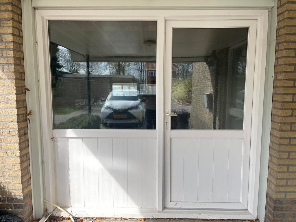 Pui met achterdeur, Doe-het-zelf en Verbouw, Ophalen, Deurkozijn, Zo goed als nieuw, 150 tot 225 cm