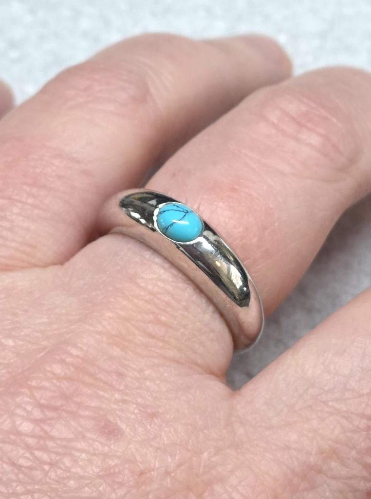 Maat 18,5 - TI SENTO zilveren (925) ring vierkante TURKOOIS, Ophalen, 18 tot 19, Zo goed als nieuw, Met edelsteen