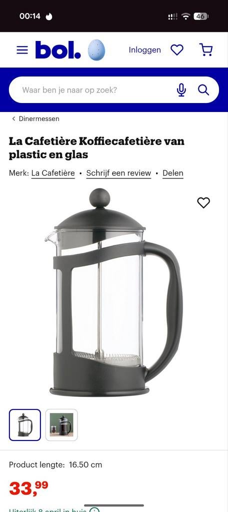 La Cafetière koffiezetapparaat 8 kopjes, Ophalen of Verzenden, Zo goed als nieuw