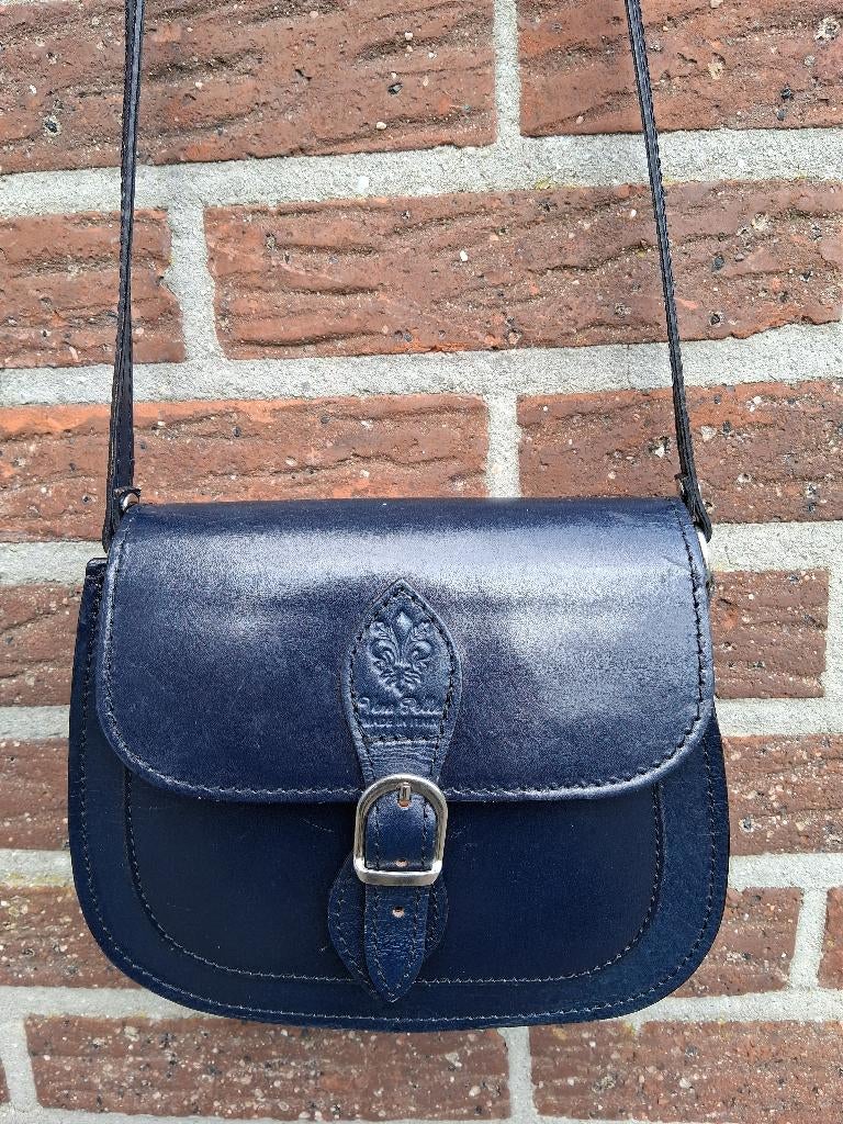 Handtas Vintage, Ophalen of Verzenden, Gebruikt, Blauw, Handtas