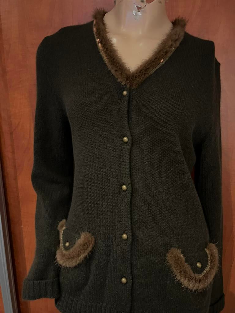 BASLER vest maat m origineel zgan wol angora, Maat 38/40 (M), Bruin, Basler, Ophalen of Verzenden