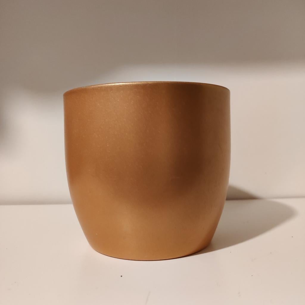 Gouden bloempot, Tuin en Terras, Bloempotten, Gebruikt, Aardewerk, Binnen, Balkon, Tuin, Minder dan 40 cm, Minder dan 25 cm, Rond