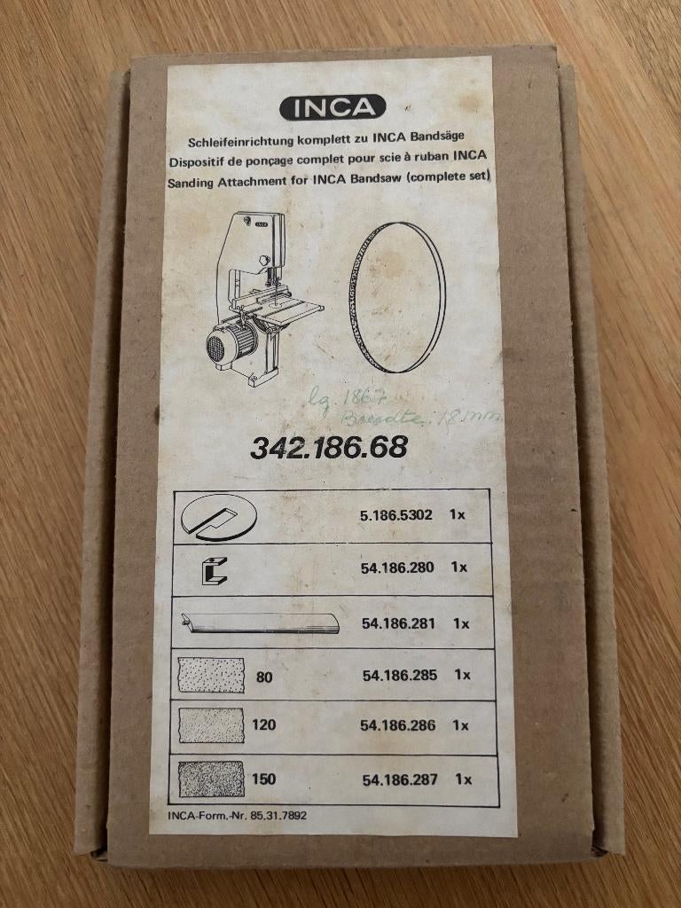 Inca euro 260 lintzaag schuurbandset-Zeldzaam, Doe-het-zelf en Verbouw, Gereedschap | Zaagmachines, 70 mm of meer, Nieuw, Ophalen of Verzenden