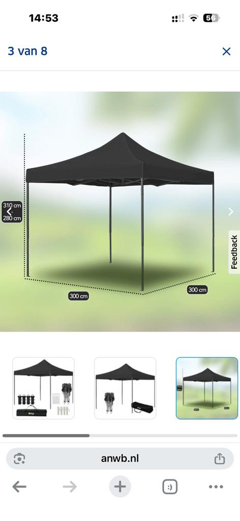 Partytent 3x3m easy up aluminium frame zgan, Ophalen, Zo goed als nieuw, Minder dan 5 meter