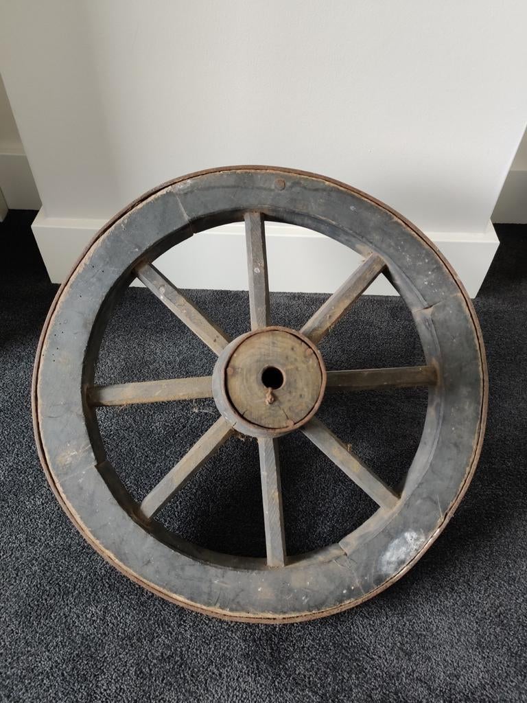 Antiek Karrewiel - Decoratief Houten Wiel, Ophalen