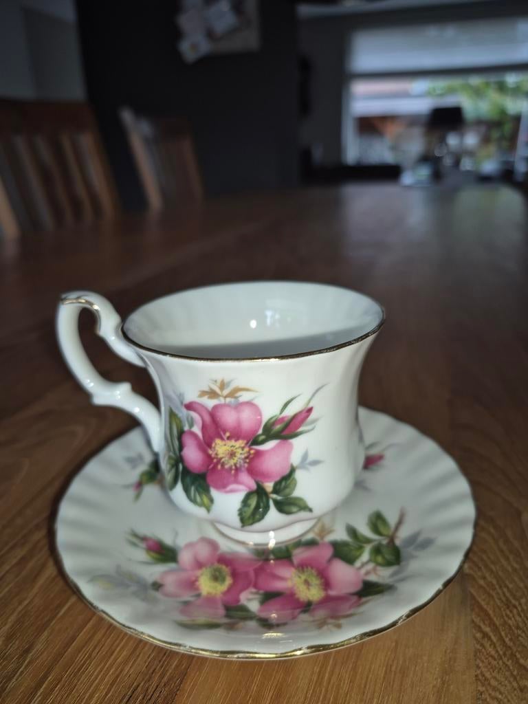 Royal Albert Prairie Rose rose/goud, Ophalen of Verzenden, Zo goed als nieuw, Overige stijlen, Kop(pen) en/of Schotel(s)