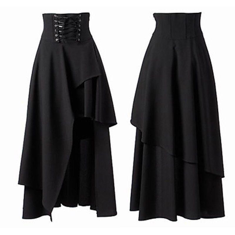 Zwarte lange gothic rok (dames vrouwen victoriaanse kleding), Verzenden, Nieuw, Bovenkleding