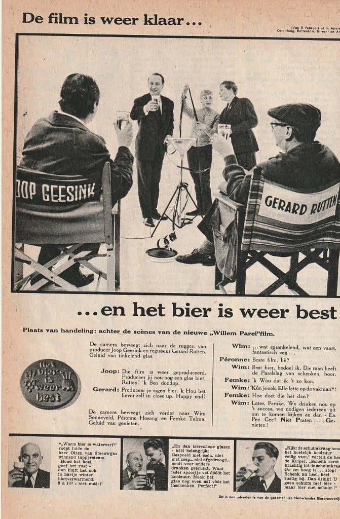 Retro reclame 1955 Bier is best Joop Geesink Gerard Rutten, Verzamelen, Verzenden, Overige typen