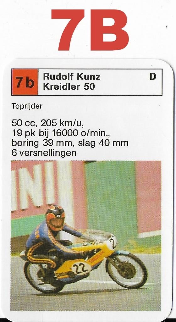 Mk5 motorkaartje 7b rudolf kunz op een kreidler 50, Ophalen of Verzenden, Zo goed als nieuw, Auto's