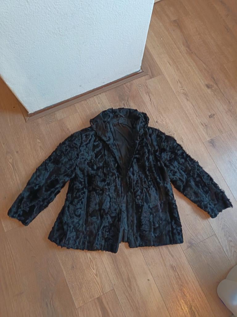 Prachtige vintage jas van Astrakan (Perzisch lam), Maat 38/40 (M), Zwart, Ophalen of Verzenden, Onbekend