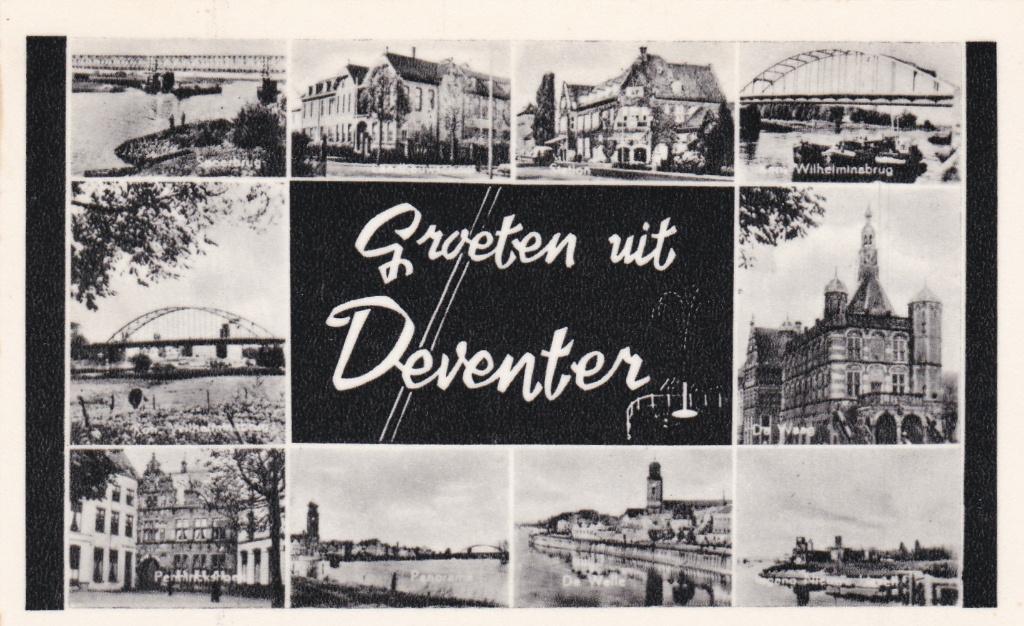 GA1292 Groeten uit Deventer Olst Bathmen Wilp Twello 1959, Verzamelen, Ansichtkaarten | Nederland, Verzenden, 1940 tot 1960, Gelopen