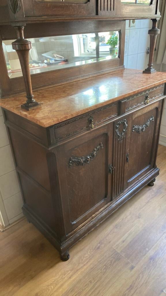 Vintage keukenkast met marmeren blad en servies kast, Ophalen of Verzenden