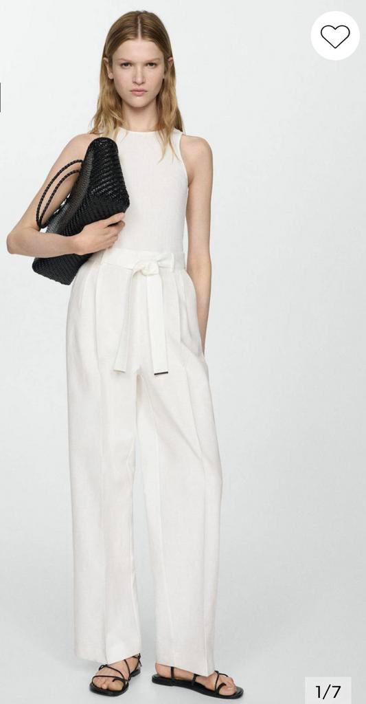 Mango linnen jumpsuit nieuw 38, Kleding | Dames, Jumpsuits, Ophalen of Verzenden, Zo goed als nieuw, Maat 38/40 (M), Wit