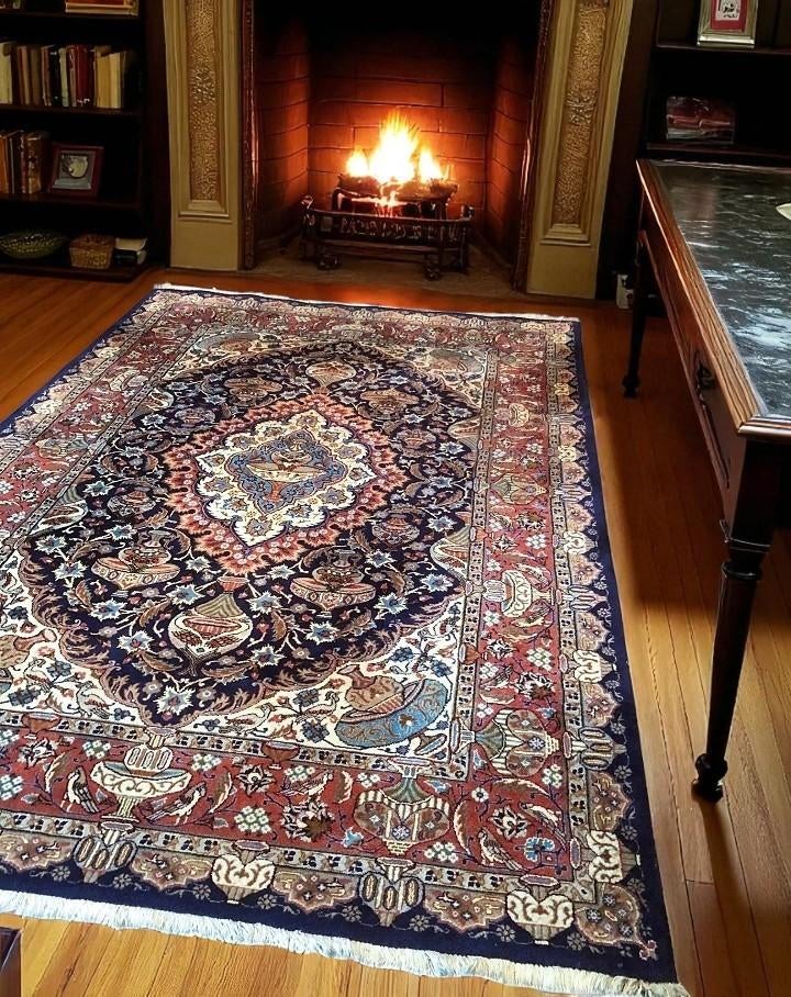 Perzisch tapijt handgeknoopt Kashmar met zijde