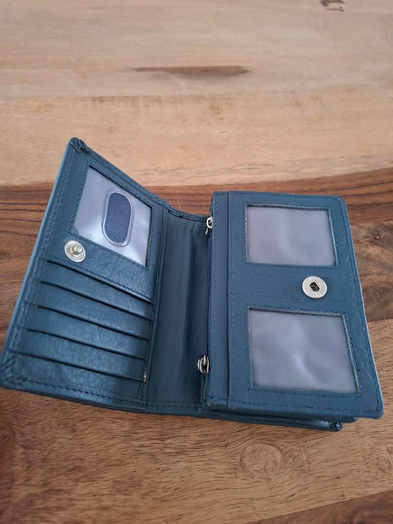 Dames Portemonnee Buffel Leer - blauw/grijs, Overige merken, Blauw, Nieuw, Ophalen of Verzenden