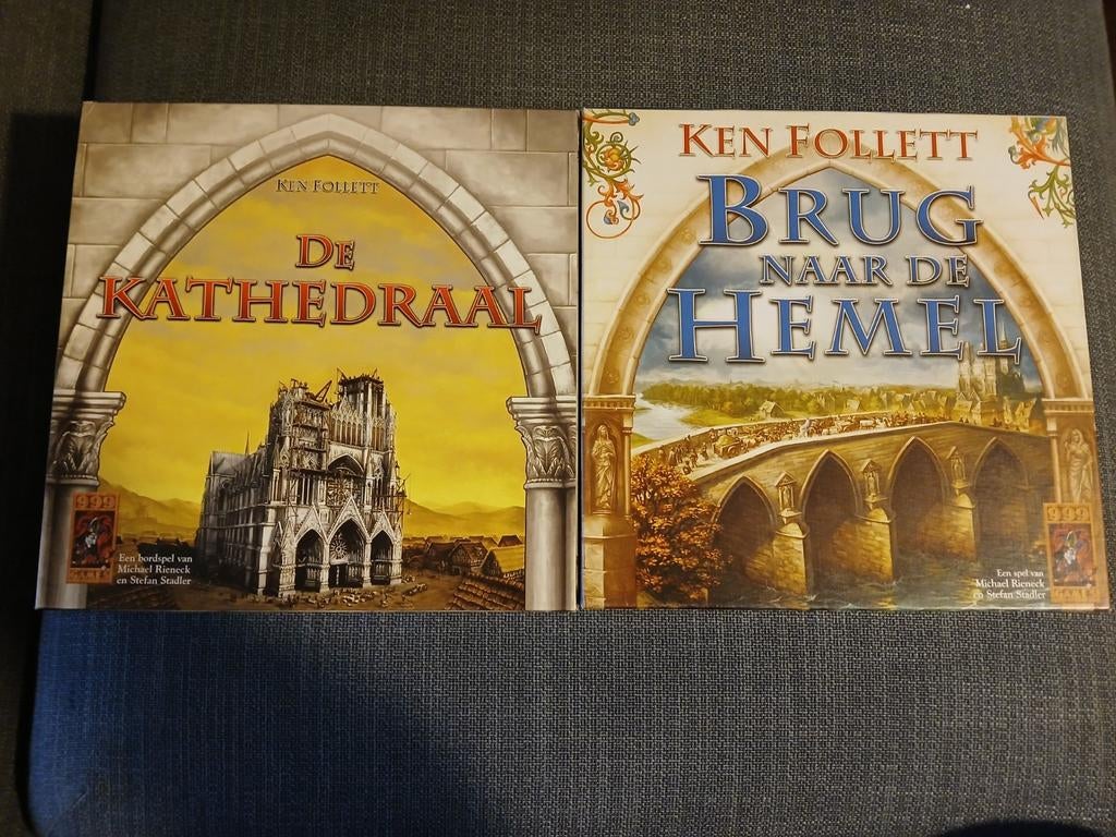 2 spellen: Kenn Follet De Kathedraal & Brug naar de Hemel, Een of twee spelers, Ophalen of Verzenden, Zo goed als nieuw, 999 Games b.v.
