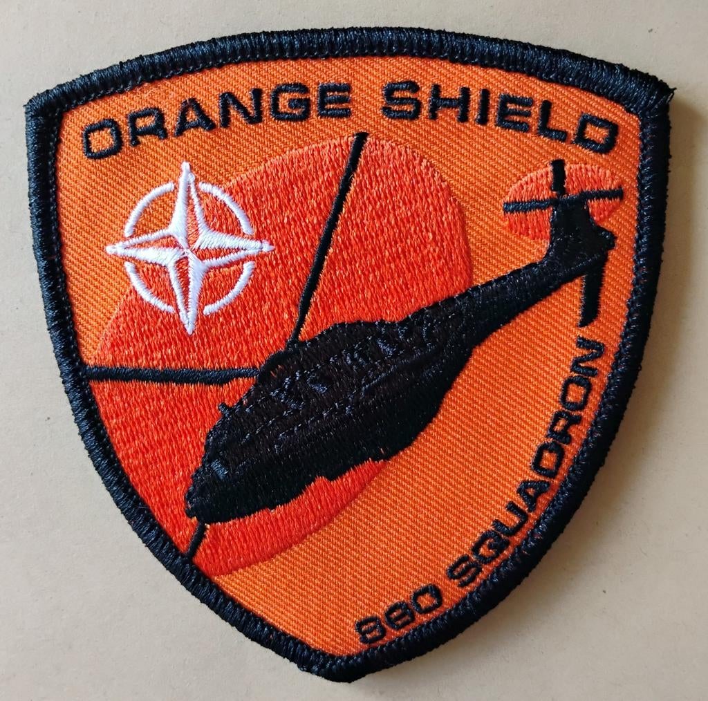 Patch - MLD 860 Squadron NH-90 Orange Shield 2025 NATO, Verzenden, Zo goed als nieuw, Patch, Badge of Embleem
