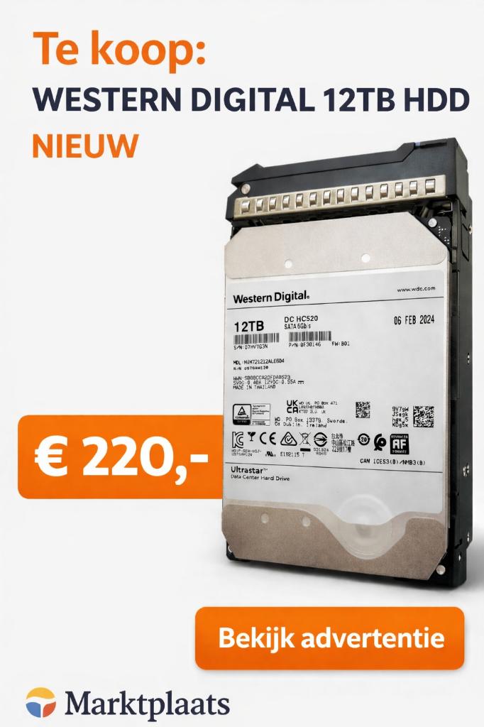 Western Digital Ultrastar DC HC520 12TB HDD / NAS / Server, Intern, Western Digital, 12TB, HDD