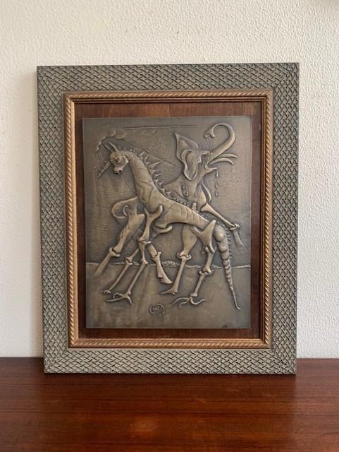 Salvador Dali Bronzen Muur Plaat 1978 Origineel, Antiek en Kunst, Overige onderwerpen, Handgemaakt, Ophalen of Verzenden, Brons