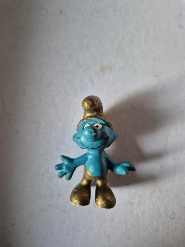 Vintage Gouden Smurf Beeldje, Verzamelen, Smurfen, Gebruikt, Poppetje, Figuurtje of Knuffel, Overige Smurfen, Ophalen of Verzenden