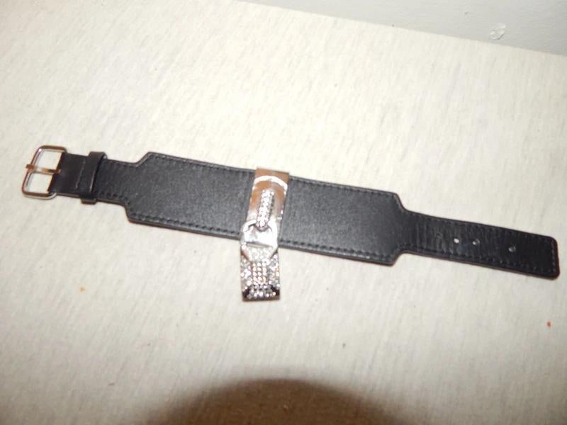 Swarovski leren armband hanger met stenen collectors item, Sieraden, Tassen en Uiterlijk, Armbanden, Met bedels of kralen, Zwart