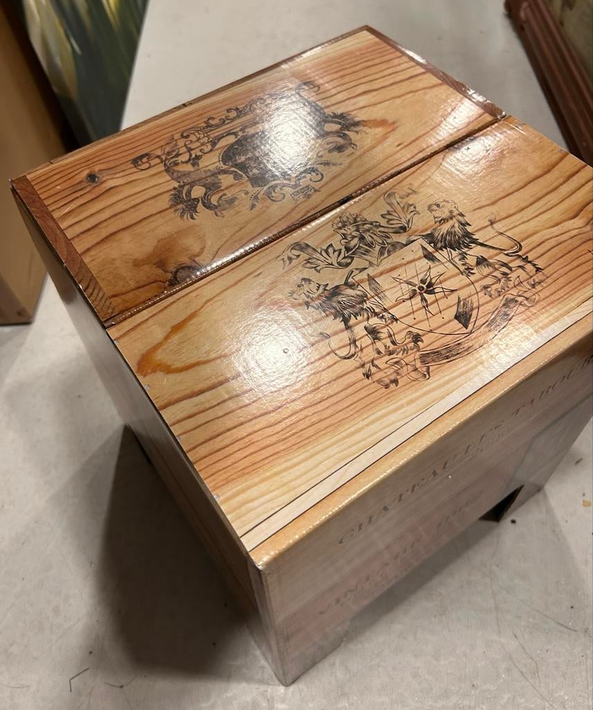 Leuk kartonnen krukje met houtlook, Ophalen, Overige materialen, Gebruikt, .