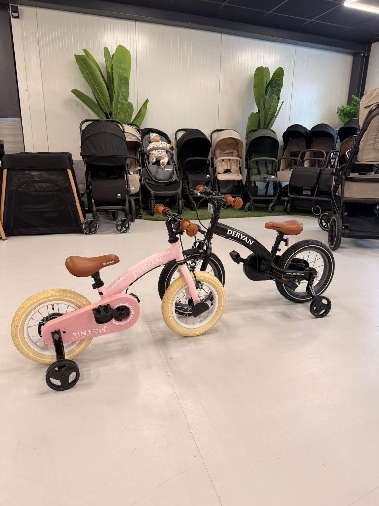 Deryan Luxe 3-in-1 Kinderfiets - 12/14 inch - ZGAN, Zijwieltjes, Deryan, Ophalen of Verzenden, Minder dan 16 inch