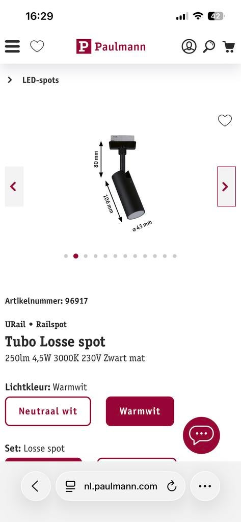 5x Paulmann Urailsysteem Spots - Nieuwstaat!, Metaal of Aluminium, Ophalen of Verzenden, Zo goed als nieuw, Led