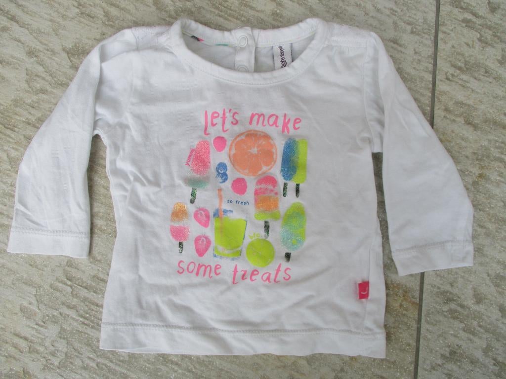 Babyface longsleeve wit ijsjes maat 62 T-shirt lang mouw, Babyface, Gebruikt, Meisje, Ophalen of Verzenden