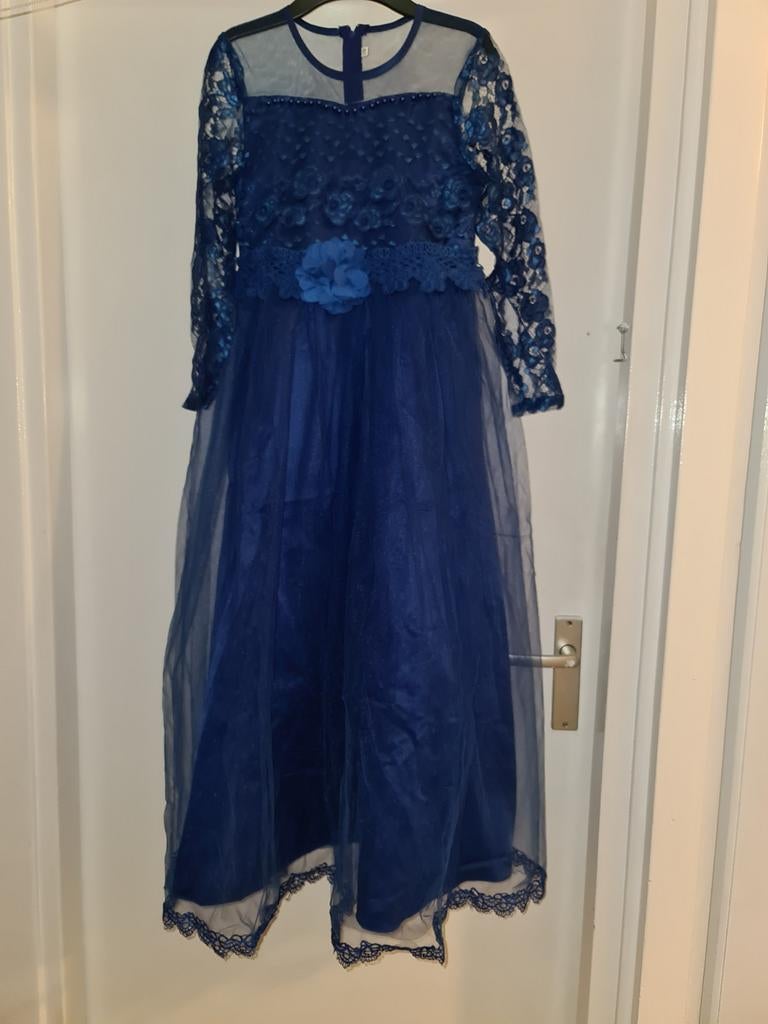 Nieuwe konings blauwe feestjurk bruidsjurk met parels kant, Ophalen of Verzenden, Nieuw, Meisje, Jurk of Rok