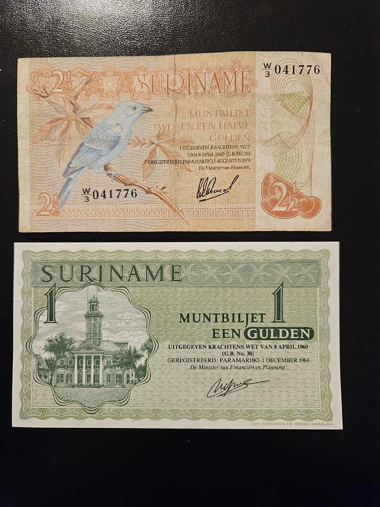 1 en 2½ gulden Suriname set, Ophalen of Verzenden, Zuid-Amerika, Setje