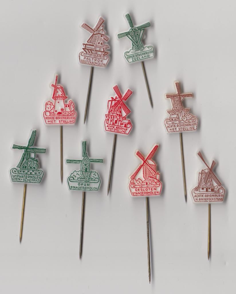 Verzameling Molen speldjes Molens, Gebruikt, Niet vindbaar, Niet vindbaar, Speldje of Pin