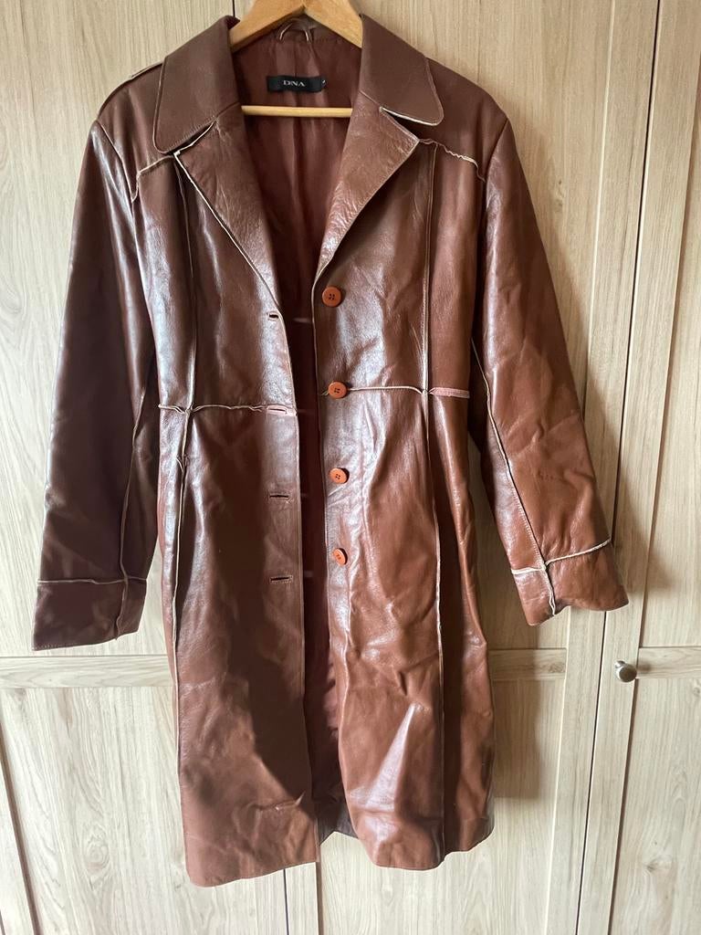 Bruine leren jas van DNA- Maat M, Ophalen of Verzenden, Zo goed als nieuw, Maat 38/40 (M), Bruin