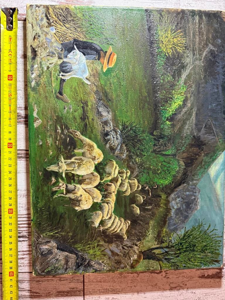 Schilderij Herder met Schapen in Dal, Antiek en Kunst, Kunst | Schilderijen | Klassiek, Ophalen of Verzenden