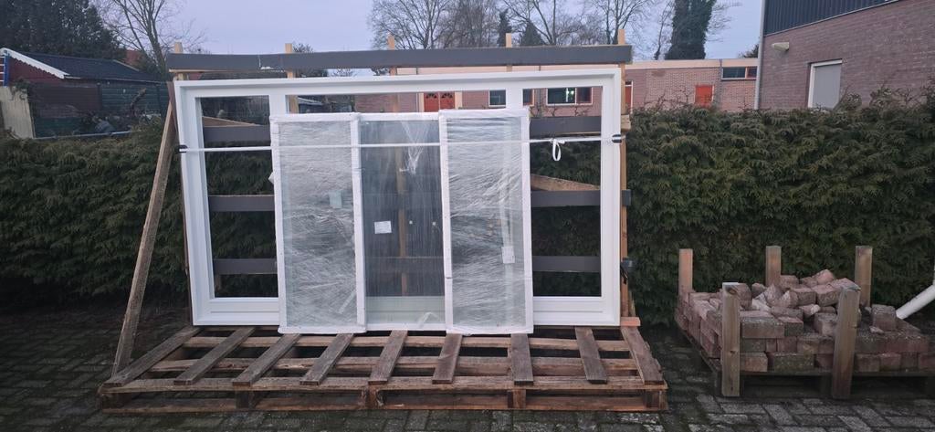 Houten kozijn met trippel glas, Ophalen, Overige typen, Nieuw, 200 tot 215 cm
