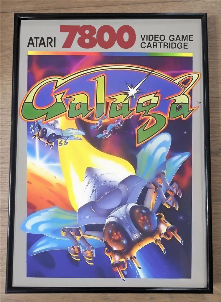 GALAGA Retro Atari 7800 Poster in Lijst Gameroom Decoratie, Ophalen of Verzenden, Nieuw, A1 t/m A3, Film en Tv