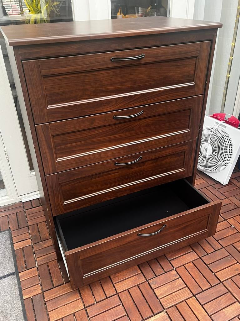 Ikea Songesand ladekast met 4 lades / donkerbruin, Huis en Inrichting, Kasten | Ladekasten, Ophalen, 100 tot 150 cm, Overige materialen