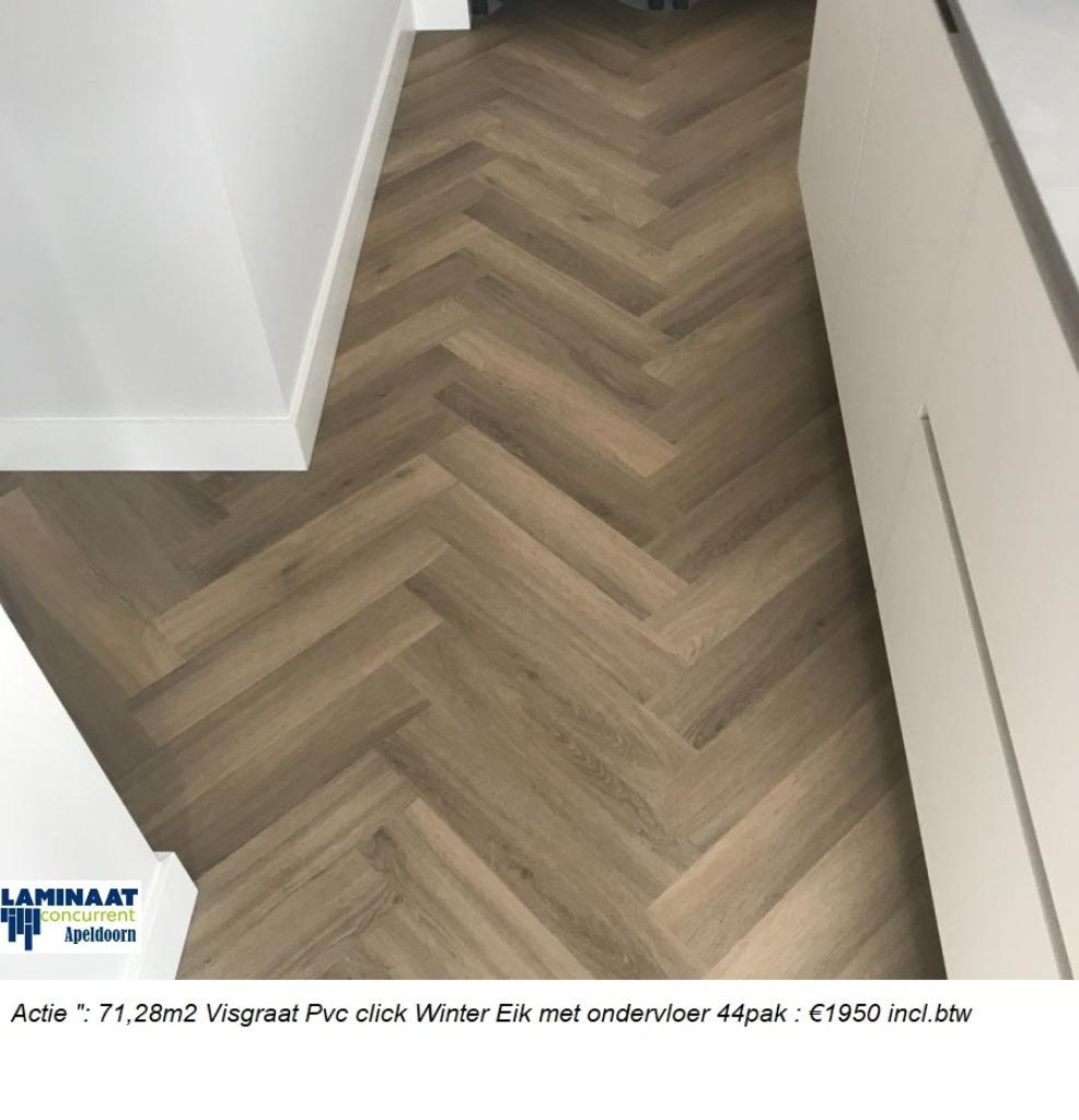 71,28m2 Visgraat Pvc click Winter Eik met :€1950 UITVERKOCHT