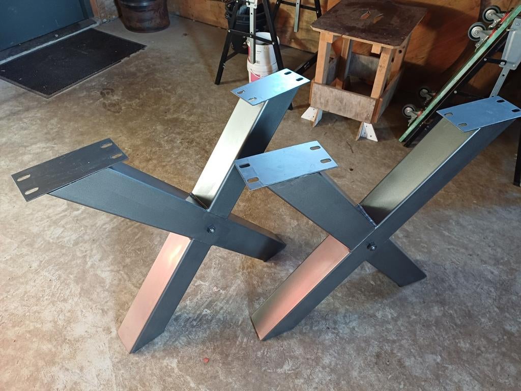 Stalen Kruispoot Tafelpoten - 10 cm breed Hoogte 73 cm, Huis en Inrichting, Tafelonderdelen, Ophalen of Verzenden, Rond, 50 tot 100 cm