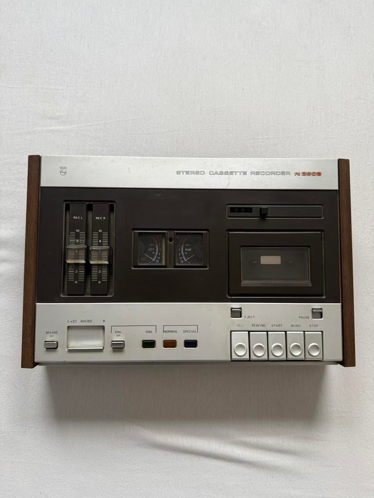 Philips Stereo Cassette Recorder N2509 - vintage, Audio, Tv en Foto, Cassettedecks, Ophalen of Verzenden, Enkel, Philips, Tiptoetsen