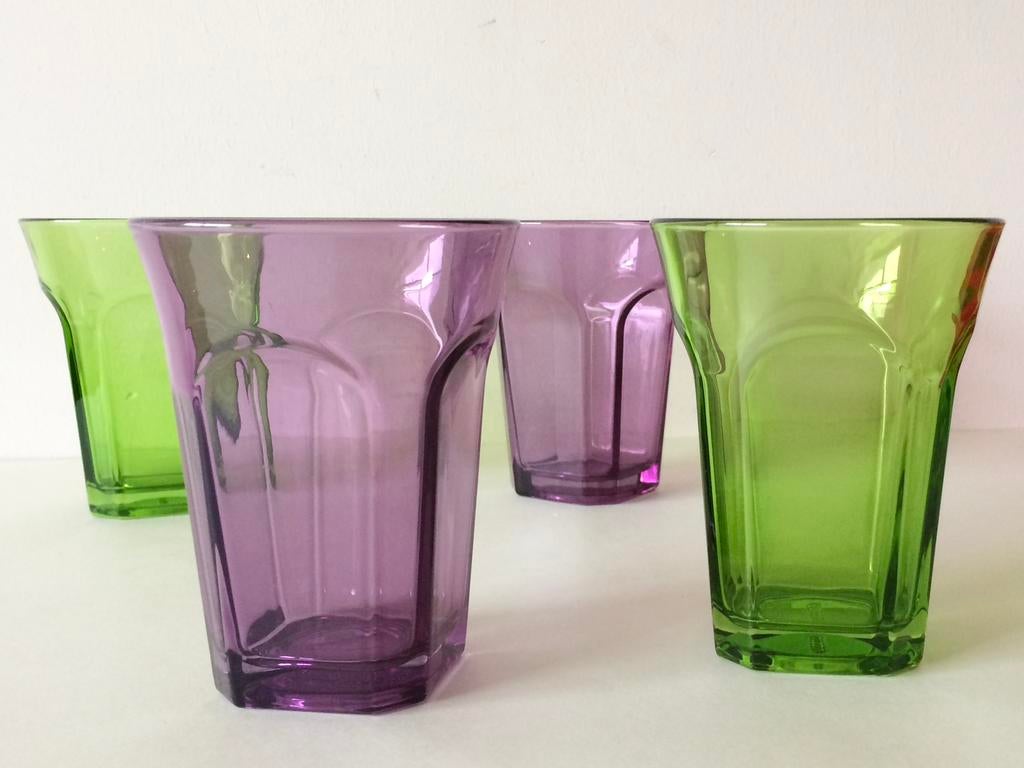 Set van 4 Guzzini Glazen of Waterglazen (van Glas), Verzamelen, Glas en Borrelglaasjes, Ophalen of Verzenden, Zo goed als nieuw