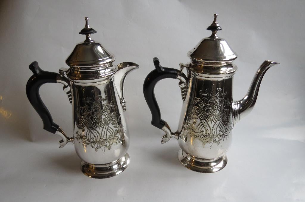 Antieke Engelse EPNS koffiepot en chocolade kan c.1900-1920, Antiek en Kunst, Ophalen of Verzenden