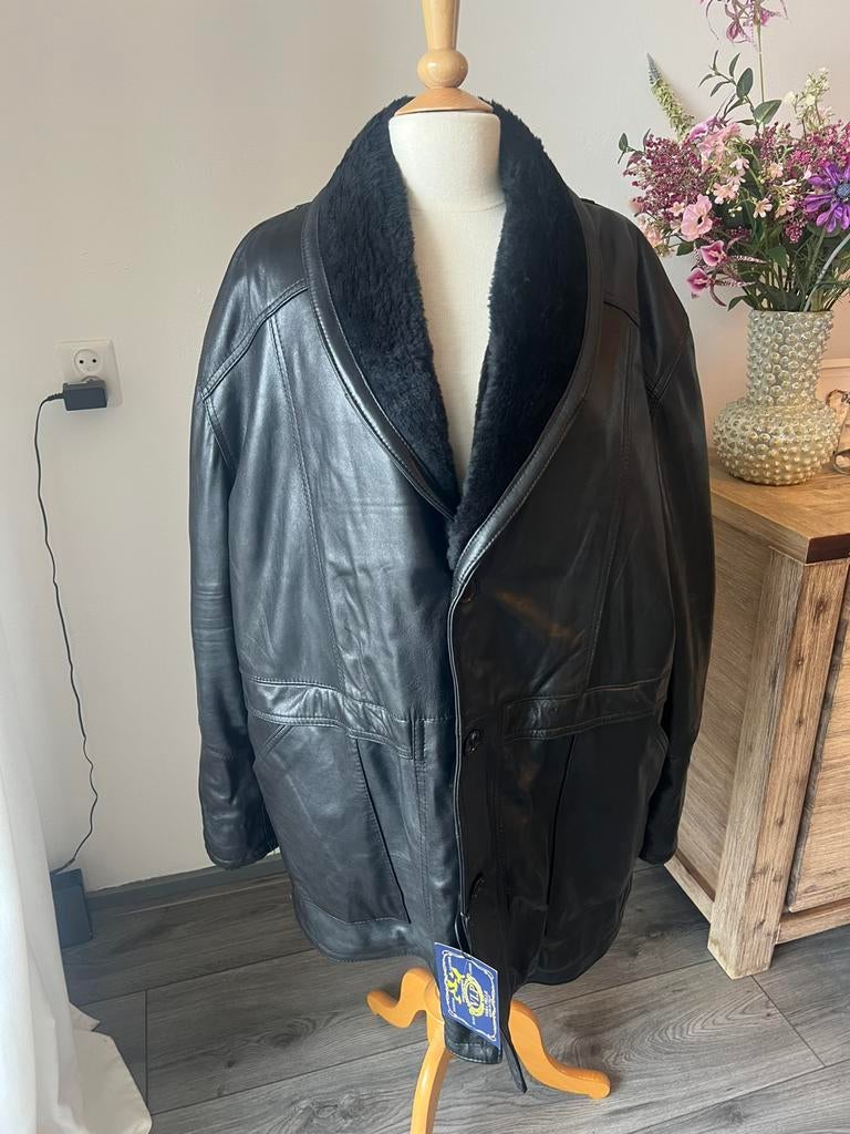 Zwarte leren jas, Vera pelle, Zwart, Ophalen of Verzenden, Maat 56/58 (XL)